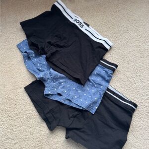 Boss Men's 3-Pack Boxer Briefs - Black & Blue Pattern